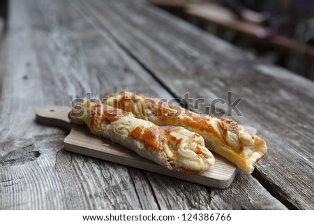 Sweet fresh Nut Pastry served in an alpine chalet in Austria