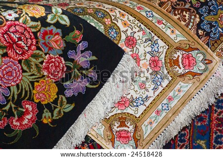 Traditional Persian carpets made from natural wool