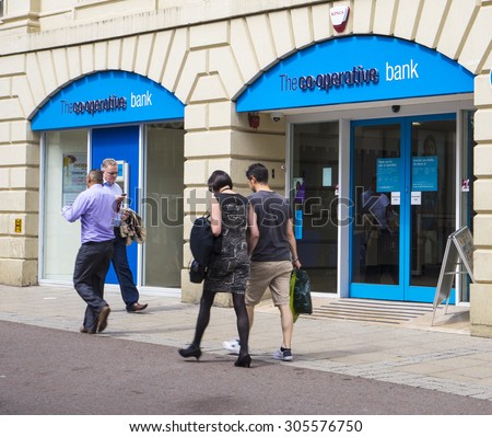 LEEDS, UK - 6 AUGUST 2015.  Picture of  Co-operative Bank Branch