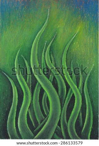 Abstract seaweed oil pastel