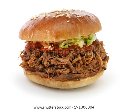 pulled pork sandwich isolated on white background pulled pork sandwich isolated on white background