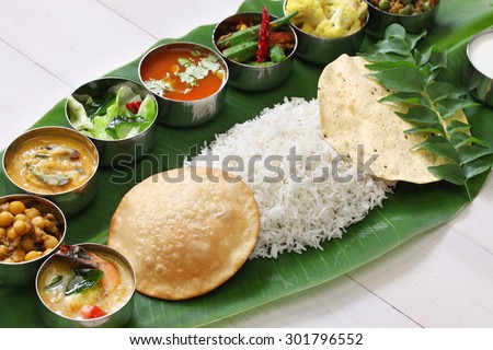 meals served on banana leaf, traditional south indian cuisine