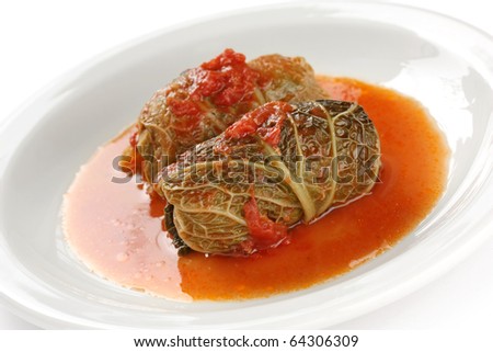 cabbage roll , stuffed cabbage with tomato sauce