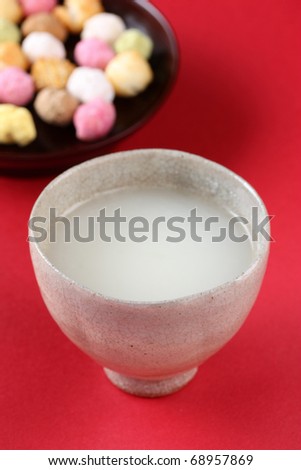 shirozake(sweet white sake), a japanese rice-based alcohol drink