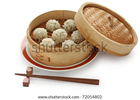 Asian Food Steamer on Photo Rice Meatballs In The Bamboo Steamer Chinese Food 72054802 Jpg