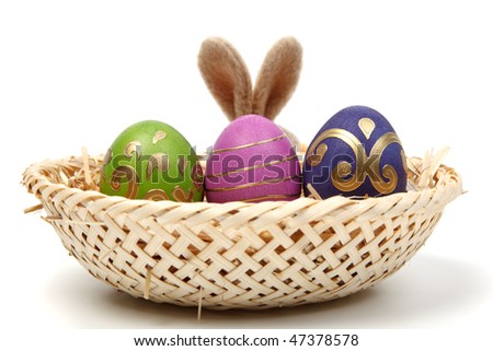 easter eggs in a basket. pictures of easter eggs in a