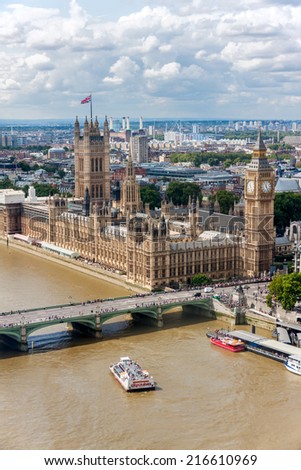 LONDON, UNITED KINGDOM - AUGUST 4: The Palace of Westminster on August 4, 2014 in London. The House of Commons and the House of Lords are the two houses of the Parliament of the United Kingdom.