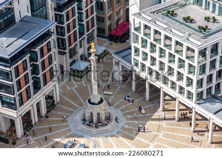 LONDON -AUGUST 13: Monument to Great Fire on August 13, 2014 in London. It commemorates the Great Fire of London which was a major conflagration through the center of the city on September1666.
