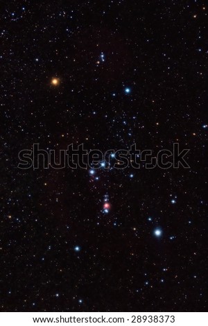 Orion constellation and nebula and star field