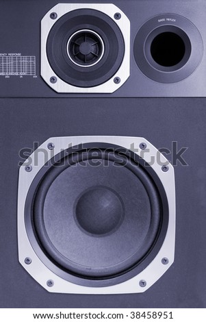Two way hifi audio speaker, blue toned