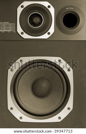 Two way high fidelity audio speaker, sepia toned