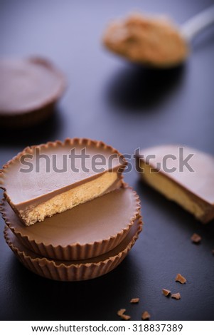 Peanut Butter Cup Stack / Peanut Butter Cup / Peanut Butter Cup Stack on Black Background