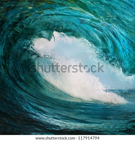 Sea Background Design Template Rough Surfing Ocean Wave Falling Down Big Drop