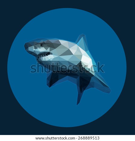 Great White Shark. Low Poly Creative Design Art.