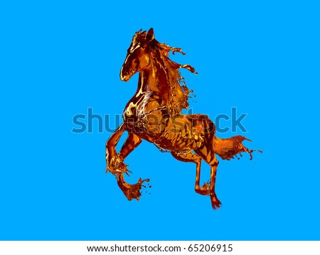 running horse made out of streamed liquid like cognac or whiskey brandy etc