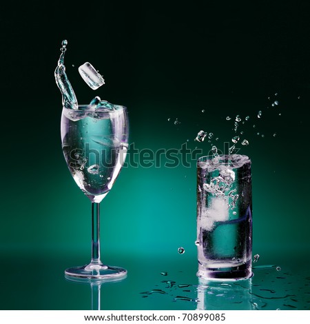 glasses of water cartoon. two clear glasses of water