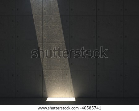 concrete room with light beam.