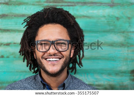 Funky afro man on rustic  background