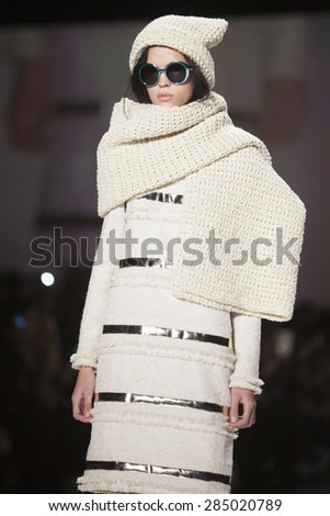 Model walk on the runway for the Korean Designer Han Ahn Soon during Mercedes Benz Fashion Week Fall Winter 2015 at the Lincoln Center on February 19th 2015