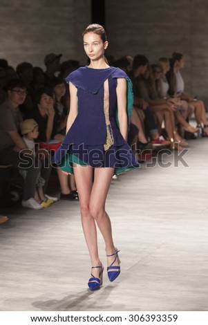 Model walks the runway for Korean Designer Son Jung Wan during Mercedes Benz Fashion Week Spring Summer 2015 at the Linclon Center in New York City on September 6 , 2014