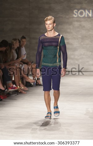 Male Model walks the runway for Korean Designer Son Jung Wan during Mercedes Benz Fashion Week Spring Summer 2015 at the Linclon Center in New York City on September 6 , 2014