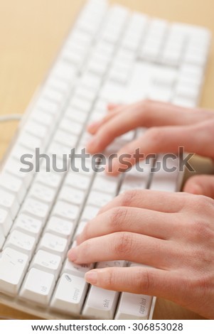 Keyboard, hand, woman