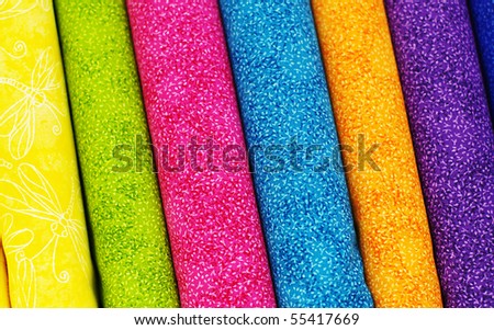 Colorful bolts of fabric