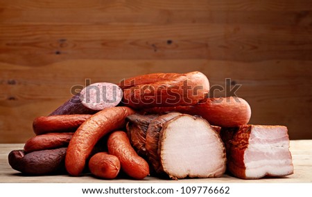 smoked meat and sausages