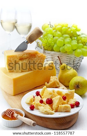 Parmesan cheese and fruits