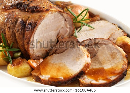 roasted pork on white plate