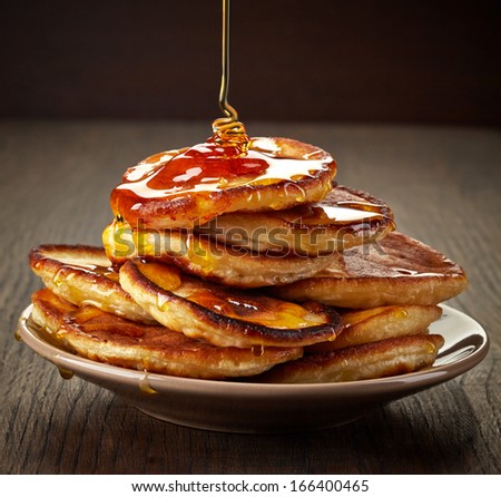 pancakes with maple syrup on plate