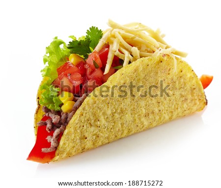 Mexican food Taco isolated on a white background