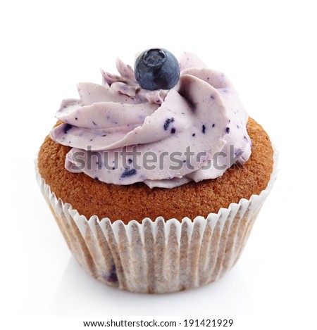 blueberry cupcake on a white background