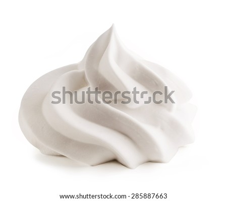whipped eggs whites isolated on white background