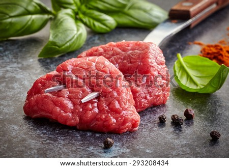 fresh raw meat cuts and spices