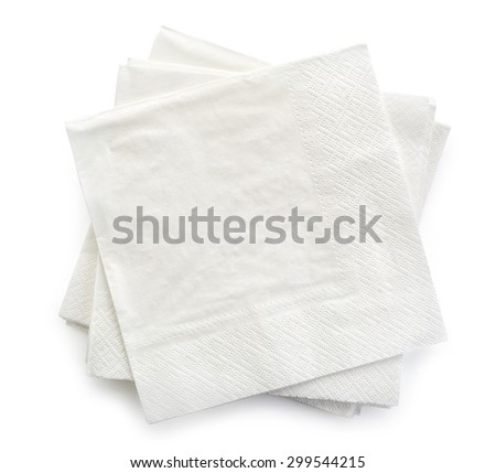 paper napkins isolated on white background, top view