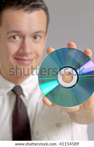 young man with cd