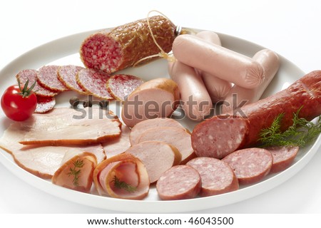 plate of meat and sausages