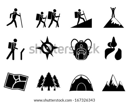 Hiking Icons Stock Vector 167326343 : Shutterstock