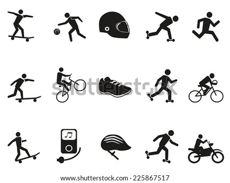 street sport biking skating skateboarding icons set