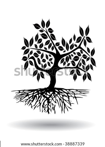 Tree With Root Stock Vector Illustration 38887339 : Shutterstock