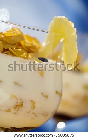 Yogurt with Corn Flakes and Pineapple