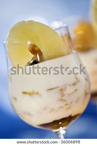 Yogurt with Corn Flakes and Pineapple
