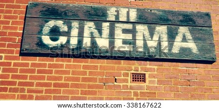 Cinema sign on brick building/Television and Film Institute: Sign/FREMANTLE,WESTERN AUSTRALIA,AUSTRALIA-NOVEMBER 8,2015:Television and Film Institute Cinema Sign