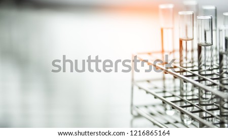 Laboratory glassware containing chemical liquid, science research,science background