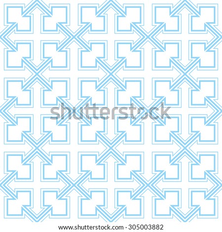 seamless geometric four sides arrow pattern- blue on white
