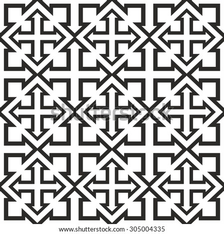 seamless geometric four sides arrow pattern- black on white
