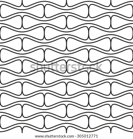 seamless geometric rounded shapes pattern- black on white