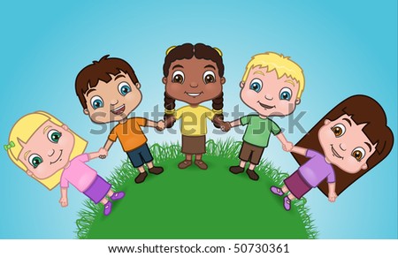 children holding hands vector. stock vector : Children