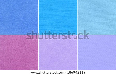Set of different blue and violet texture - canvas, linen, velvet.